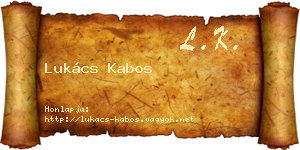 Lukács Kabos névjegykártya